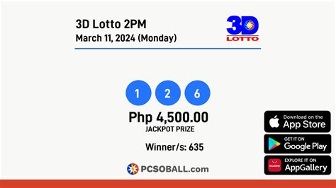 3d lotto 2pm result|3D Lotto 2PM .